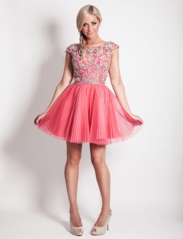 Sherri Hill Coral Embellished Tutu Dress